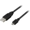 Kaapeli USB 2.0 A uros - micro B uros, 0.25m, musta