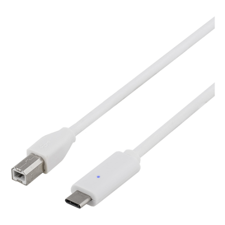 Kaapeli USB 2.0 B-C 1m, valkoinen